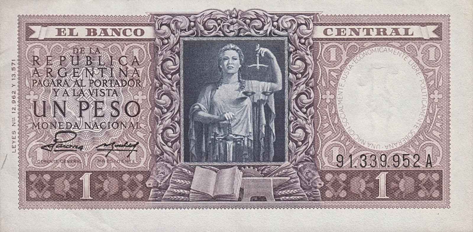 Cuándo dejó de circular el billete de 1 peso argentino 2 Billete de 1 peso argentino histórico