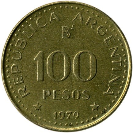 Moneda argentina de 1979 en buen estado