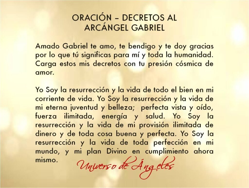 como puedo recitar una oracion al arcangel san gabriel para proteccion