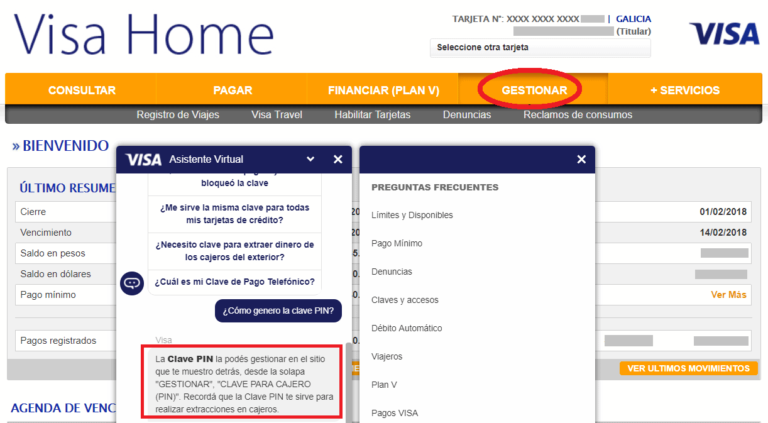 Cómo puedo recuperar mi clave de acceso en Visa Home