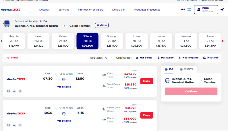 Qué horarios y tarifas ofrece Flecha Bus en San Juan 1 que horarios y tarifas ofrece flecha bus en san juan