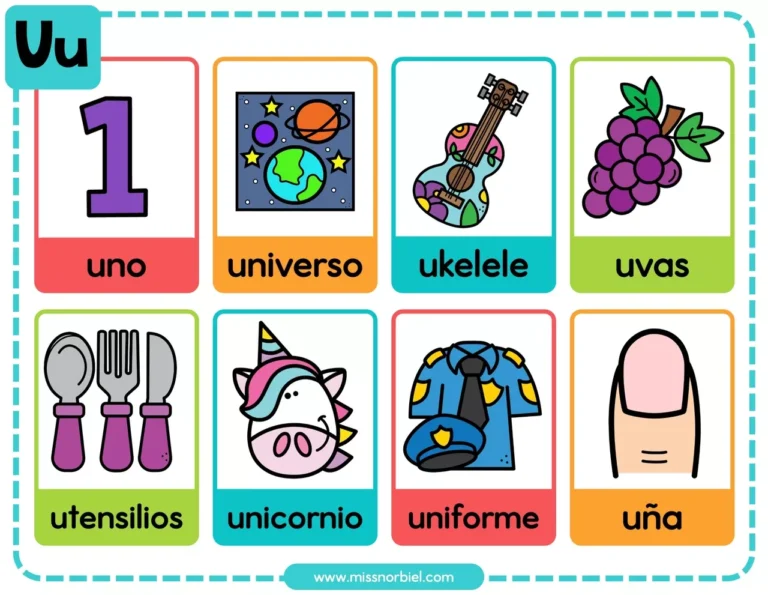 Qué palabras en español que contienen la letra «u» son ideales para niños